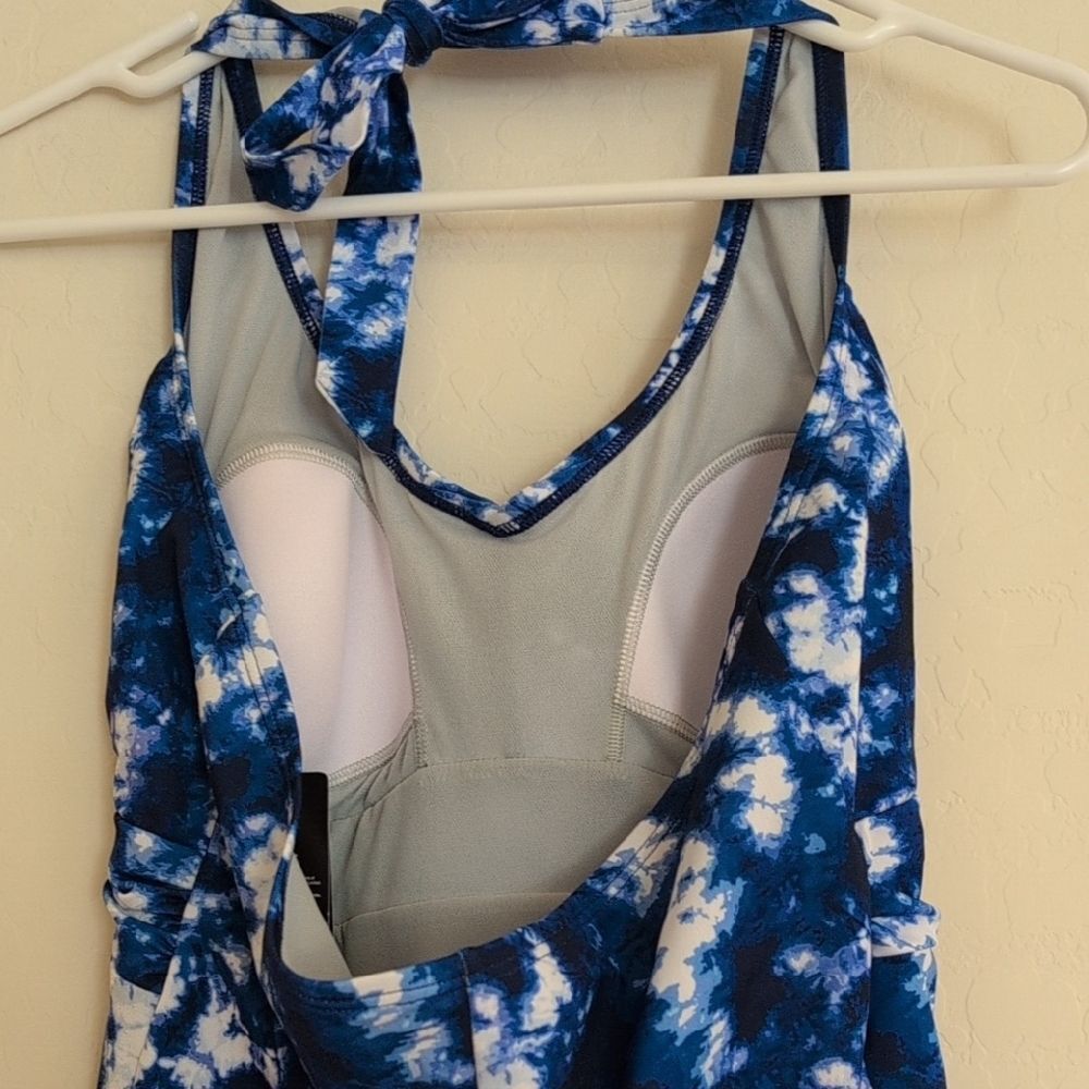 NWT Speedo Endurance Swimsuit One Piece Halter Moderate Cut Blue Water Color -12 - Picture 7 of 14